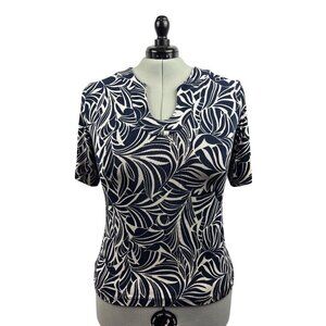 Women’s Chico’s Travelers Size 2XL Navy & White Patterned Short Sleeve Shirt